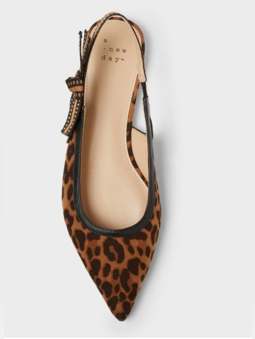 NWT a new day Leopard-Print Pointed Slingback Flats - Brown & Black Size 7.5